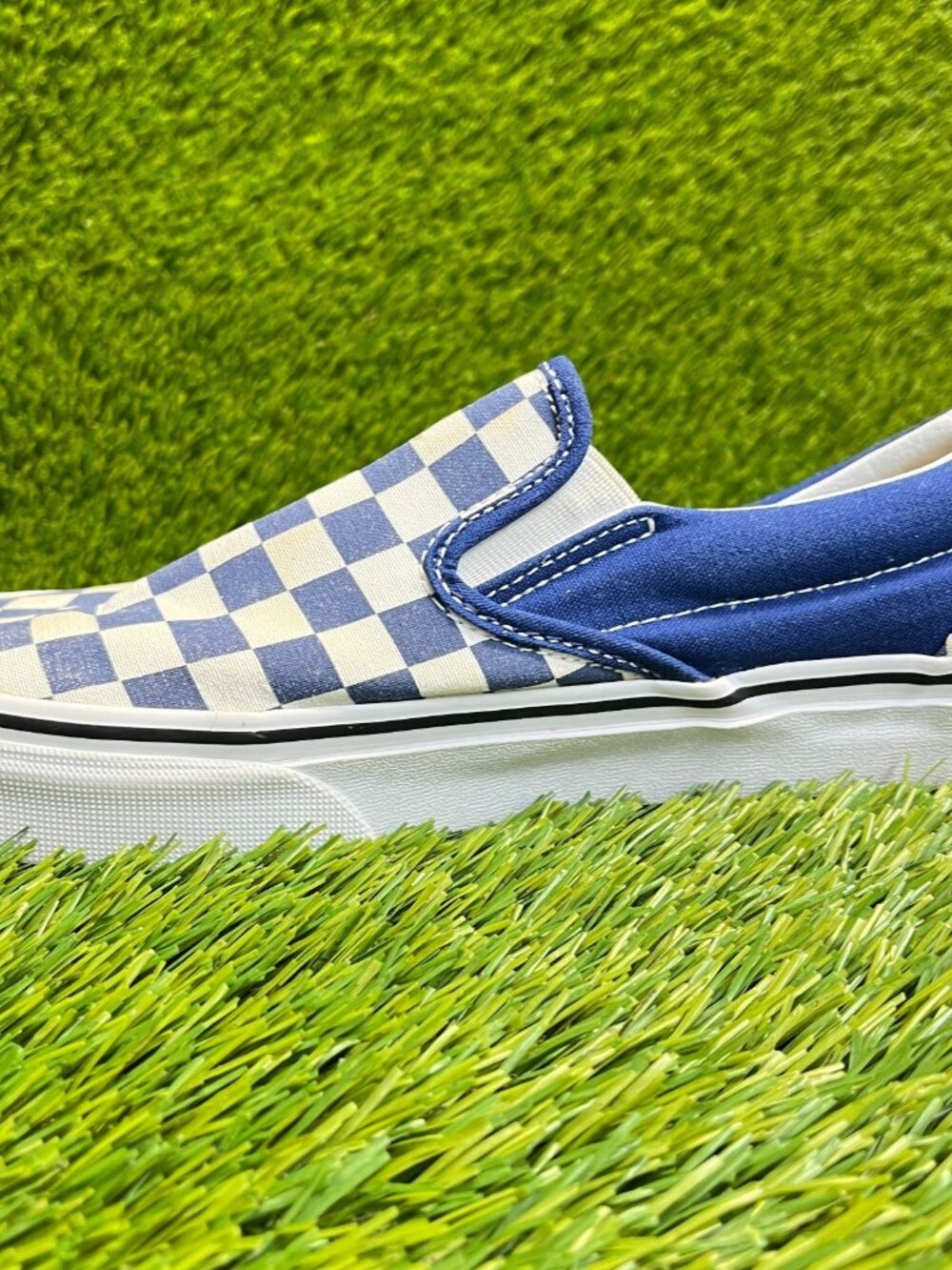 Vans Classic Slip-On Womens Size 8 Blue White Athletic Skateboard Shoes Sneakers - Picture 4 of 12